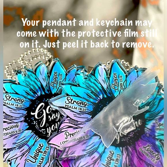 4pc Turquoise GOD SAYS YOU ARE bundle with pendant, keychain, glass and pouch - Picture 6 of 6